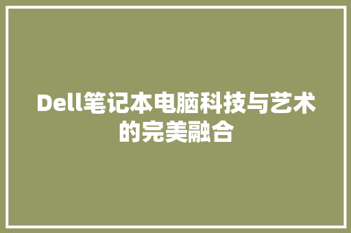 Dell笔记本电脑科技与艺术的完美融合  第1张