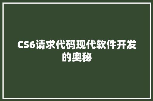 CS6请求代码现代软件开发的奥秘