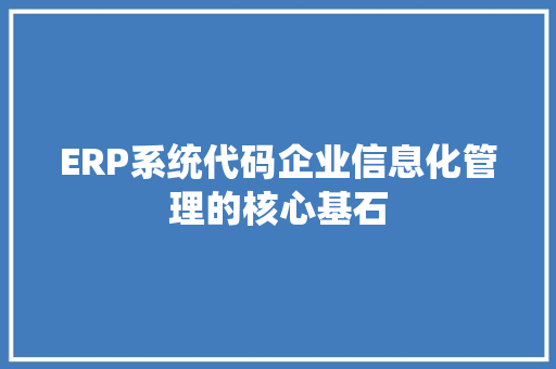 ERP系统代码企业信息化管理的核心基石