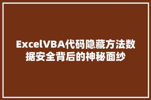 ExcelVBA代码隐藏方法数据安全背后的神秘面纱