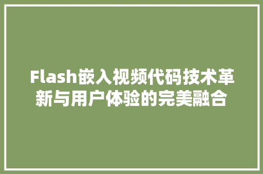 Flash嵌入视频代码技术革新与用户体验的完美融合