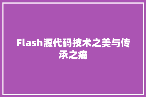 Flash源代码技术之美与传承之痛