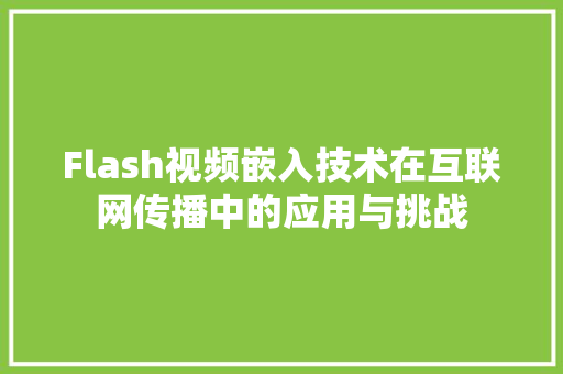 Flash视频嵌入技术在互联网传播中的应用与挑战