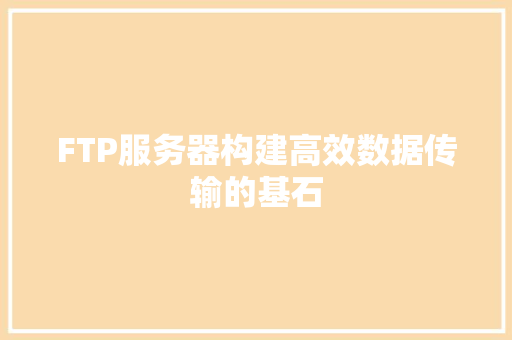 FTP服务器构建高效数据传输的基石