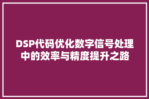 DSP代码优化数字信号处理中的效率与精度提升之路