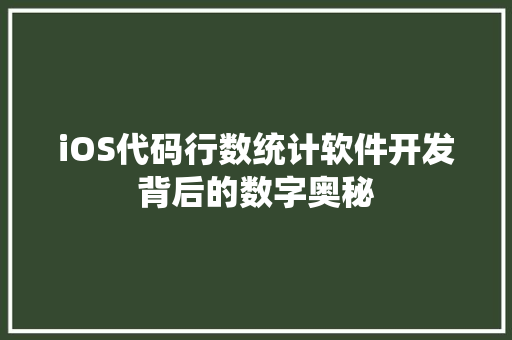 iOS代码行数统计软件开发背后的数字奥秘