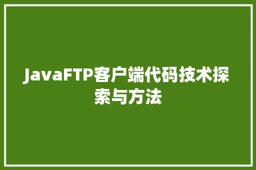 JavaFTP客户端代码技术探索与方法