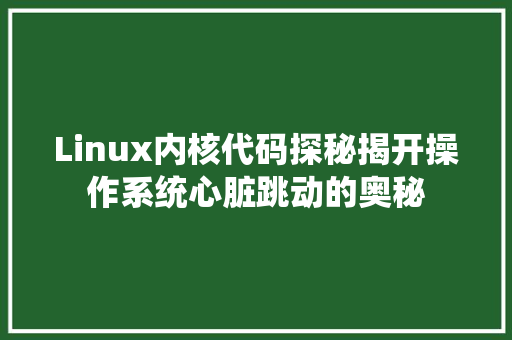 Linux内核代码探秘揭开操作系统心脏跳动的奥秘