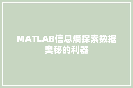 MATLAB信息熵探索数据奥秘的利器