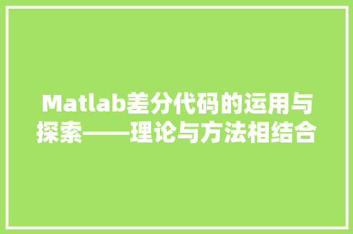 Matlab差分代码的运用与探索——理论与方法相结合的编程艺术