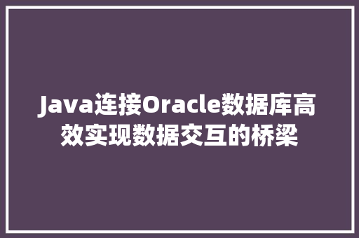 Java连接Oracle数据库高效实现数据交互的桥梁