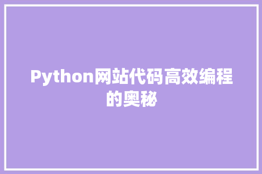 Python网站代码高效编程的奥秘