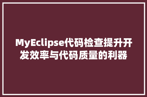 MyEclipse代码检查提升开发效率与代码质量的利器  第1张