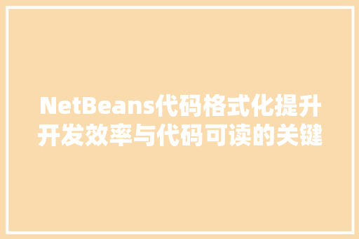 NetBeans代码格式化提升开发效率与代码可读的关键