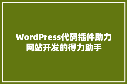 WordPress代码插件助力网站开发的得力助手
