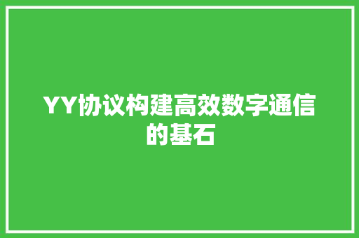 YY协议构建高效数字通信的基石