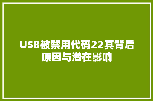 USB被禁用代码22其背后原因与潜在影响