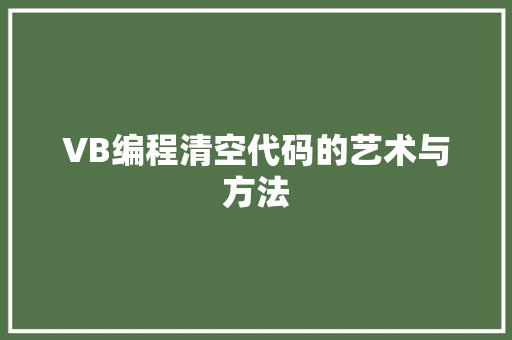 VB编程清空代码的艺术与方法