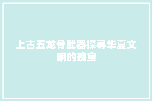 上古五龙骨武器探寻华夏文明的瑰宝