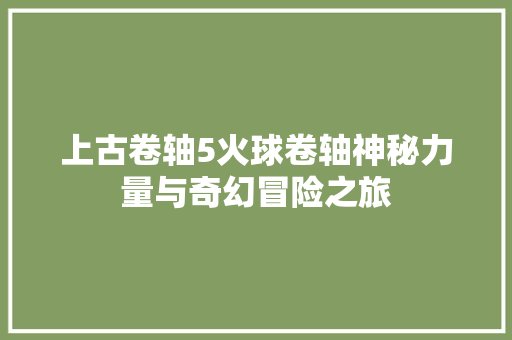 上古卷轴5火球卷轴神秘力量与奇幻冒险之旅  第1张
