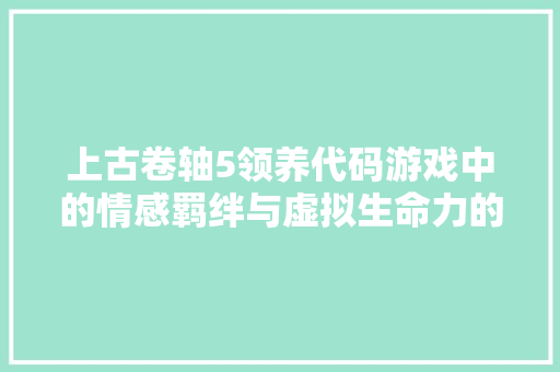上古卷轴5领养代码游戏中的情感羁绊与虚拟生命力的觉醒  第1张