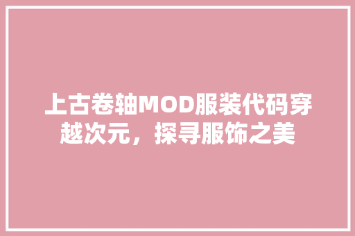 上古卷轴MOD服装代码穿越次元，探寻服饰之美
