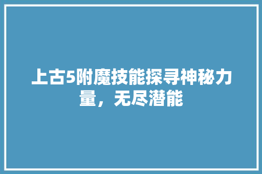 上古5附魔技能探寻神秘力量，无尽潜能