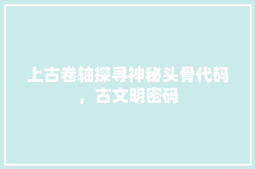 上古卷轴探寻神秘头骨代码，古文明密码