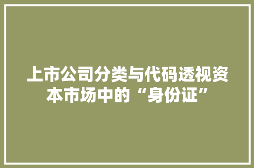 上市公司分类与代码透视资本市场中的“身份证”