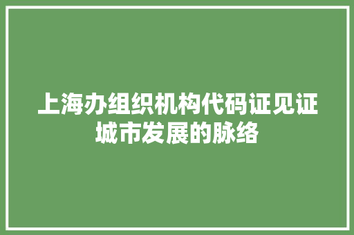 上海办组织机构代码证见证城市发展的脉络