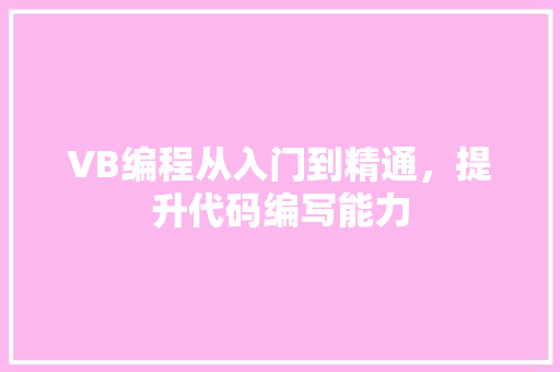 VB编程从入门到精通，提升代码编写能力
