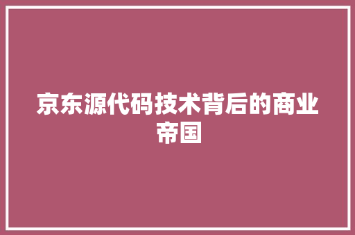 京东源代码技术背后的商业帝国