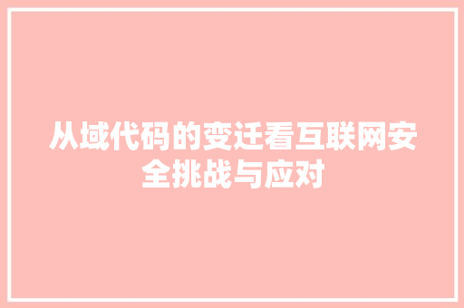 从域代码的变迁看互联网安全挑战与应对