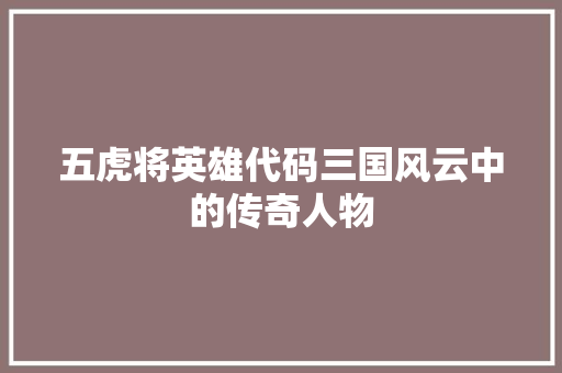 五虎将英雄代码三国风云中的传奇人物  第1张
