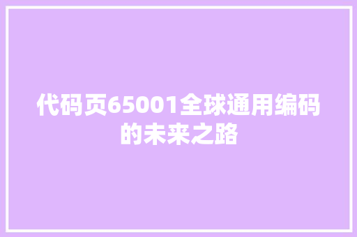代码页65001全球通用编码的未来之路