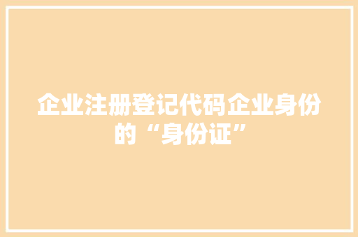 企业注册登记代码企业身份的“身份证”