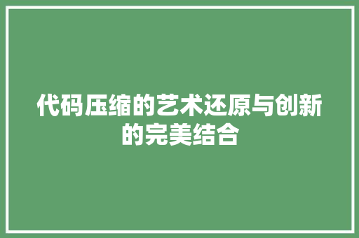 代码压缩的艺术还原与创新的完美结合