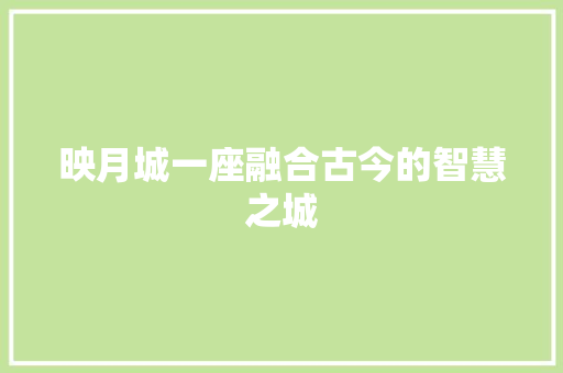 映月城一座融合古今的智慧之城