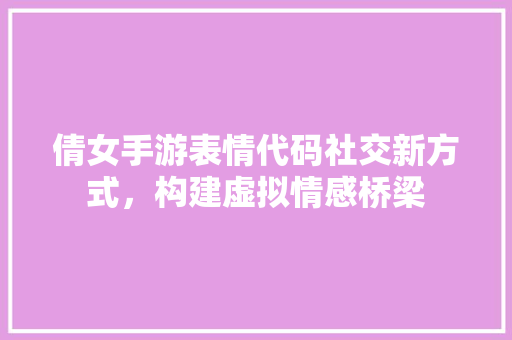 倩女手游表情代码社交新方式，构建虚拟情感桥梁