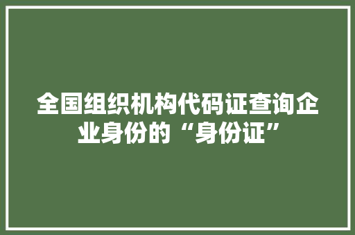 全国组织机构代码证查询企业身份的“身份证”