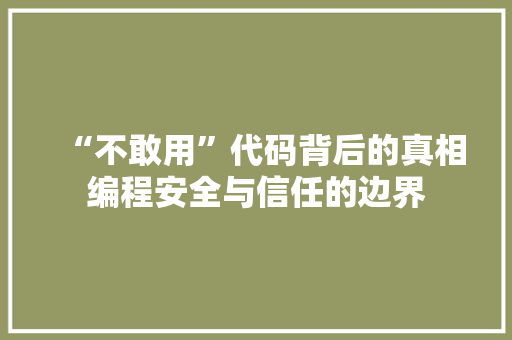 “不敢用”代码背后的真相编程安全与信任的边界
