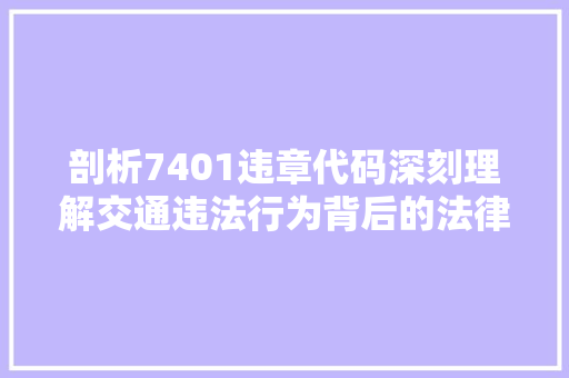 剖析7401违章代码深刻理解交通违法行为背后的法律与伦理  第1张