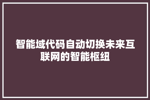 智能域代码自动切换未来互联网的智能枢纽