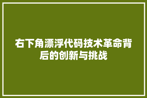 右下角漂浮代码技术革命背后的创新与挑战
