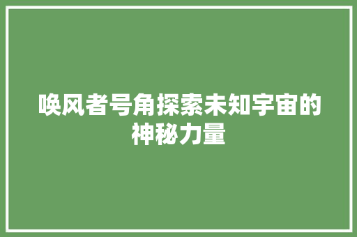 唤风者号角探索未知宇宙的神秘力量
