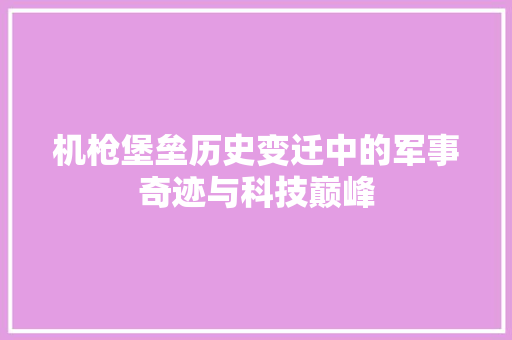 机枪堡垒历史变迁中的军事奇迹与科技巅峰