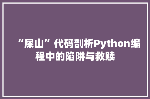 “屎山”代码剖析Python编程中的陷阱与救赎