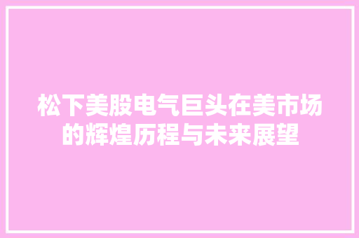 松下美股电气巨头在美市场的辉煌历程与未来展望