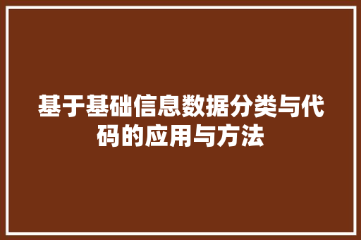 基于基础信息数据分类与代码的应用与方法