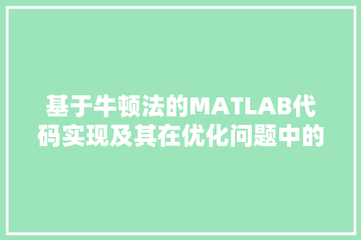 基于牛顿法的MATLAB代码实现及其在优化问题中的应用